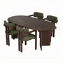 Nordure Meridia 4 - Juego de mesa y sillas de comedor de 5 piezas, Nogal Milano, Nogal Oscuro y Verde
